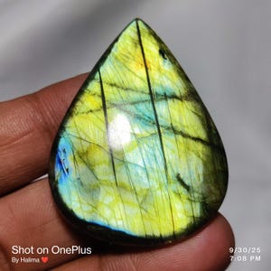 Natural Labradorite Cabochon: Loose Gemstone for Jewelry (48.85x36.43 mm)