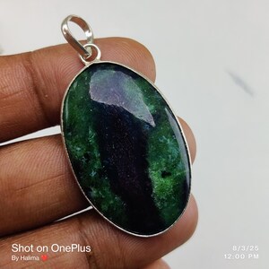 Ruby Zoisite Silver Plated Pear Pendant