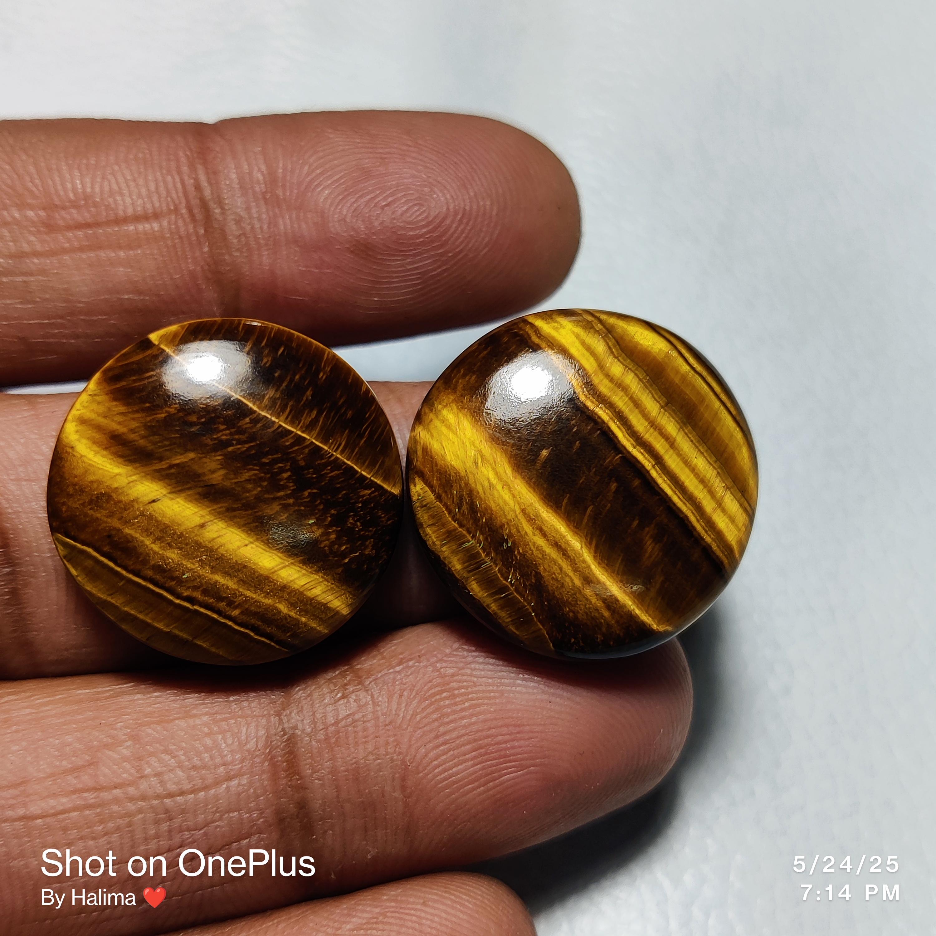 Quality Natural Tiger Eye Load Plain Cabochon Beads, Tiger Eye Making Jewelry Beads, Carved Tiger Eye Loose Gemstone Size.22.mm