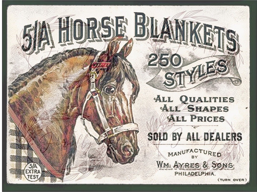 Vintage 5A Baker Horse Blanket Advertisement Sublimation, Vintage Horse