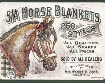 Vintage 5A Baker Horse Blanket Advertisement Sublimation, Vintage Horse, Digital Download, PNG and JPG File, Ready to Print