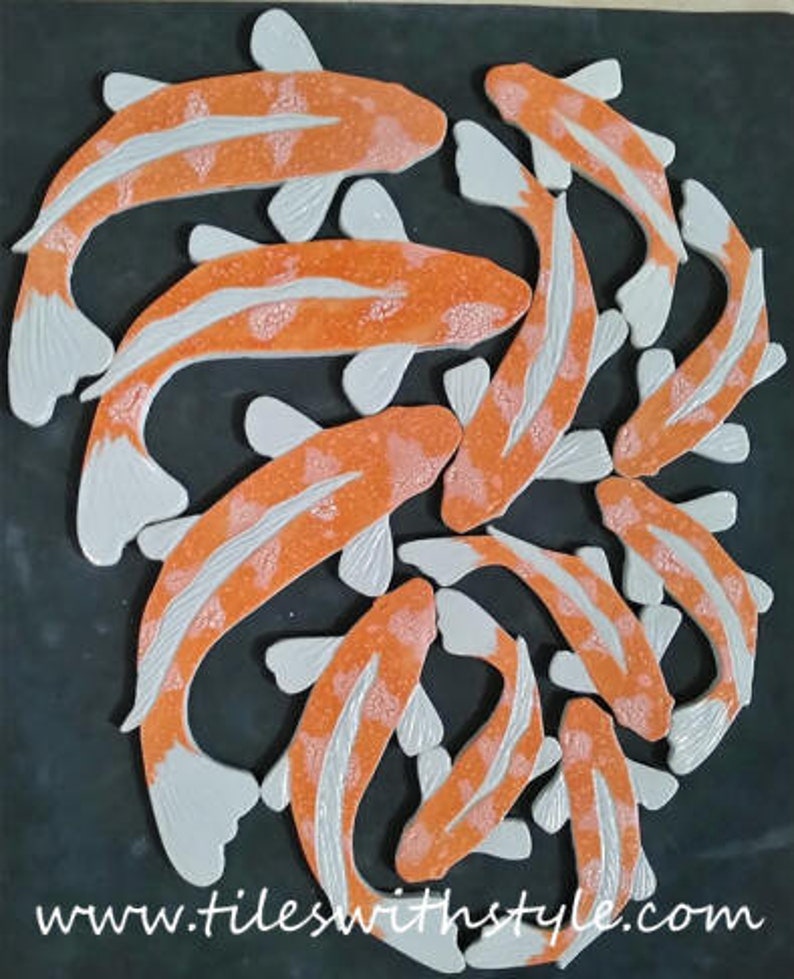 Mango Tango simple tail KOI Fish mosaic tiles