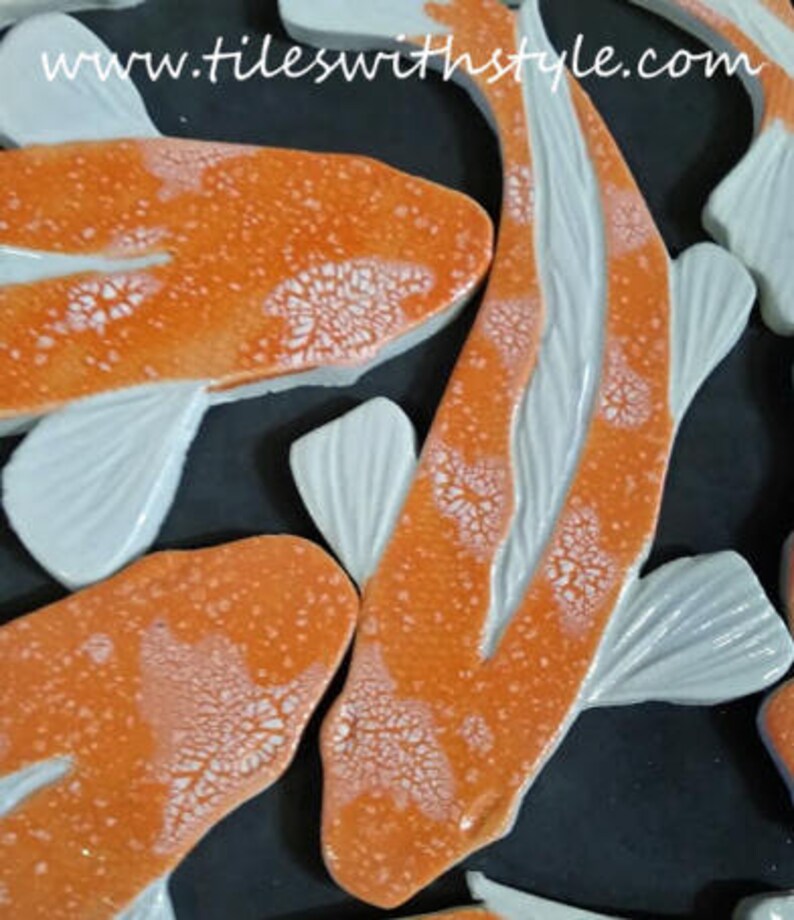 Mango Tango simple tail KOI Fish mosaic tiles
