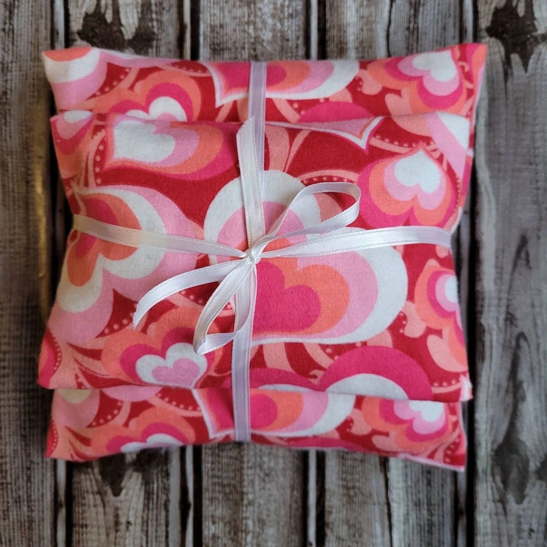 Hot Cold Pack Corn Bag Gift Set Pink Hearts Removable Covers Etsy