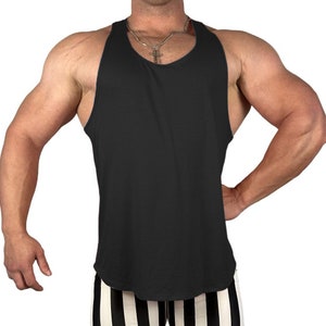 Black polyrayon hybride tanktop heren bodybuildingtraining bodybuilding