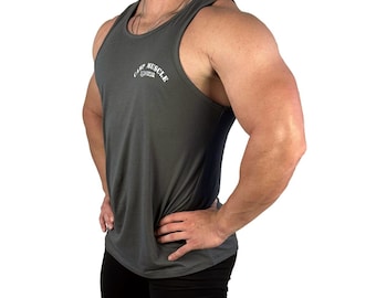 Mens Full Cut Standard Tank Muscle Bodybuilding Gym Training