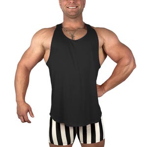 Mens Poly Rayon Bodybuilding Gym Tank Muscle Training