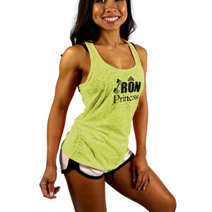 Neon Yellow Burnout Racerback Tank Top Gym Yoga Fitness Training Activewear