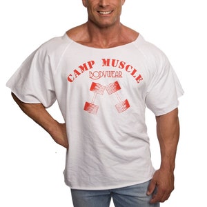 Herren White Rag Top Tapered T-Shirt Bodybildung Activewear Übung Gym Fitness Workout Muskel