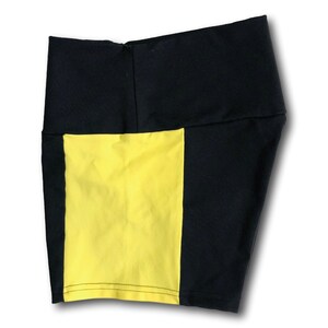Womens Fold Over Compression Shorts Gym Training Yellow