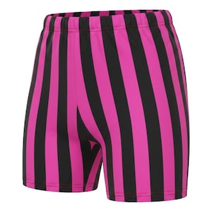 Mens 1-inch Retro Stripe Spandex Bodybuilding Gym Shorts Black/Hot Pink