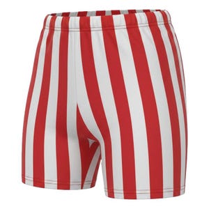 Mens 1-inch Retro Stripe Spandex Bodybuilding Gym Shorts Red/White