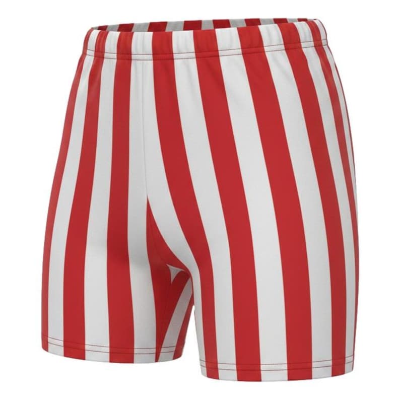 Mens 1-inch Retro Stripe Spandex Bodybuilding Gym Shorts Red/White