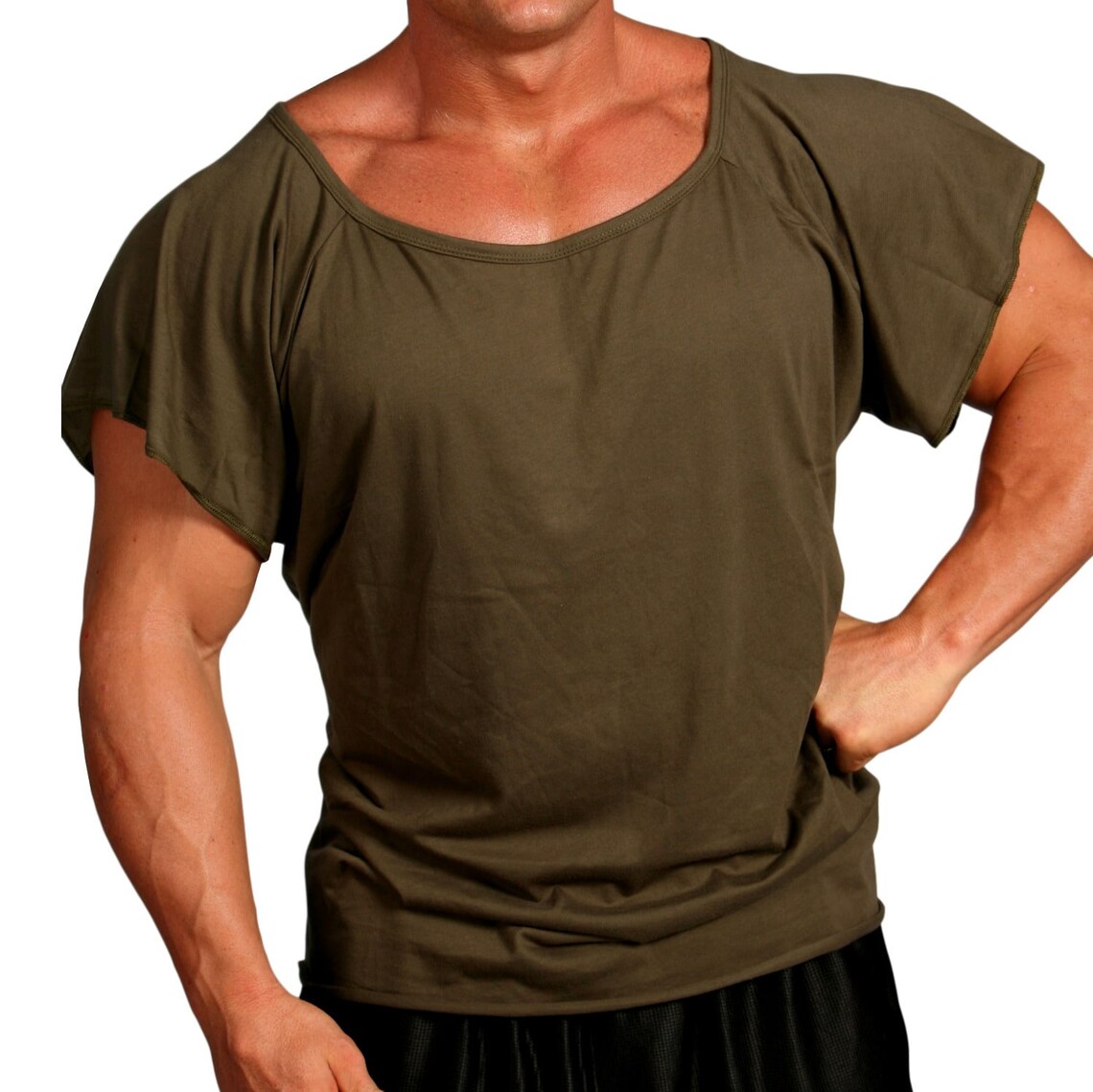 Men's WideNeck Tapered Top TShirt Bodybuilding Etsy