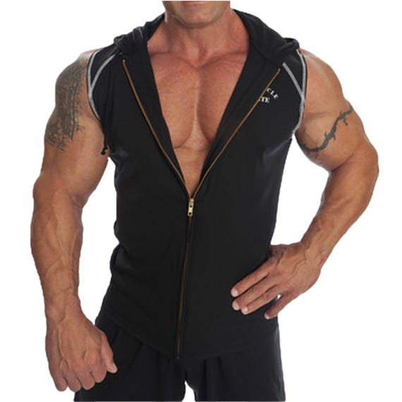 Men's Sleeveless Bodybuilding Hoodie Exercise Gym Fitness Workout