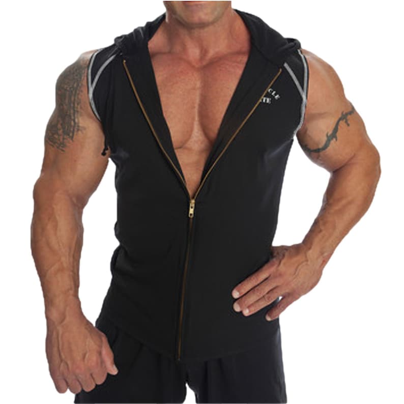Sudadera con capucha sin mangas para culturismo, para hombre, ideal para hacer ejercicio en el gimnasio o en el gimnasio. imagen 1