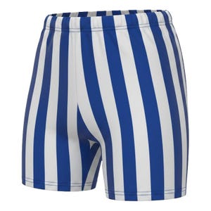 Mens 1-inch Retro Stripe Spandex Bodybuilding Gym Shorts Royal Blue/White