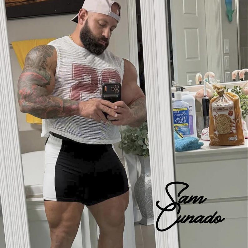 Pantalones cortos de culturismo, Supplex Muscle Fit - Negro, cintura elástica / Talla única/XL (entrepierna de 5,5 a 6 pulgadas, nailon/elastano) imagen 8