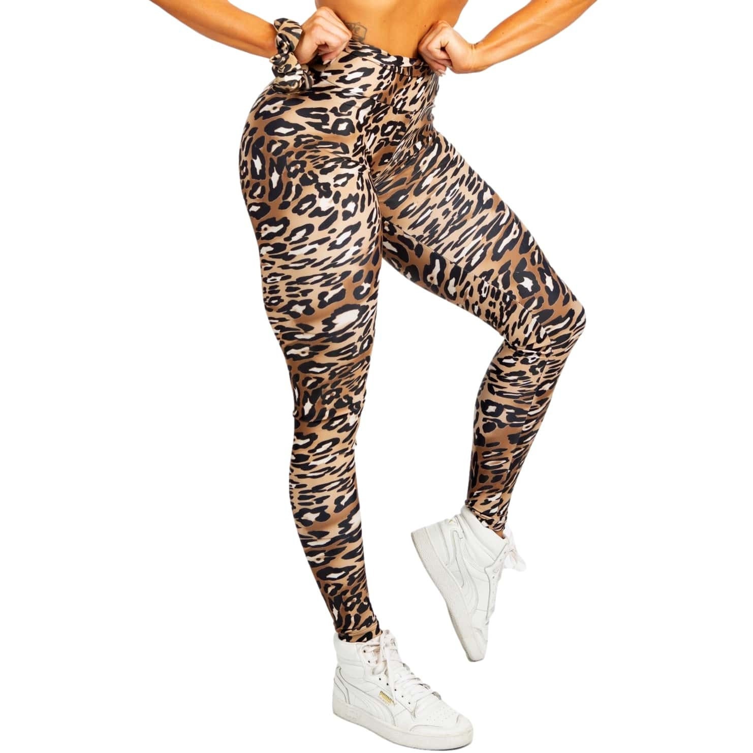 Womens Leopard Scrunch Butt Leggings 