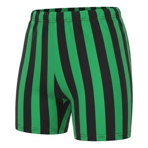 Mens 1-inch Retro Stripe Spandex Bodybuilding Gym Shorts Black/Kelly Green