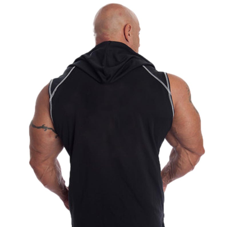 Sudadera con capucha sin mangas para culturismo, para hombre, ideal para hacer ejercicio en el gimnasio o en el gimnasio. imagen 3