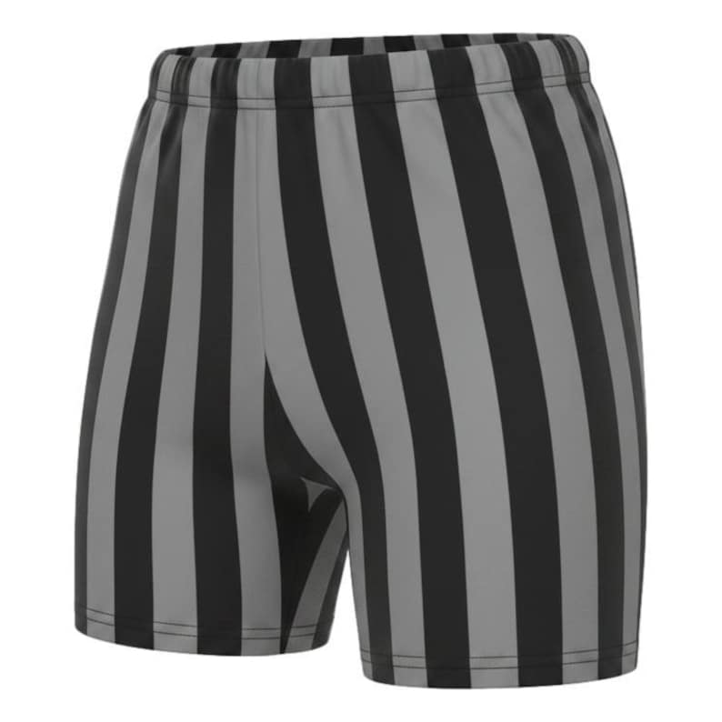 Mens 1-inch Retro Stripe Spandex Bodybuilding Gym Shorts Black/Silver
