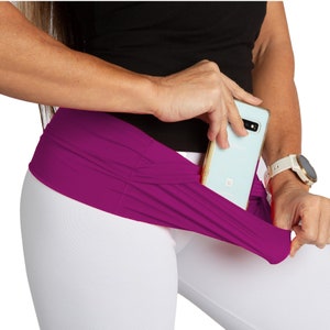Gym Buddy Women&#39;s Rhodamine Red Pocket Waist Belt Fanny Pack Yoga Workout Fitness Training Activewear