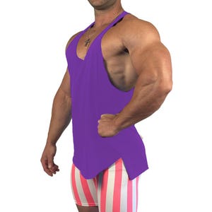 Herren Lila Extreme Stringer Tank Bodybildung Übung Training Active Muskel