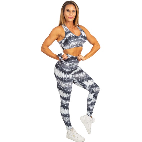 Women's Tie Dye Sports Bra V-neck T-back Yoga Workout Fitness