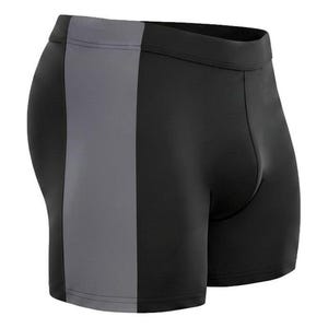 Pantalones cortos de culturismo, Supplex Muscle Fit - Negro, cintura elástica / Talla única/XL (entrepierna de 5,5 a 6 pulgadas, nailon/elastano) Black/Gray