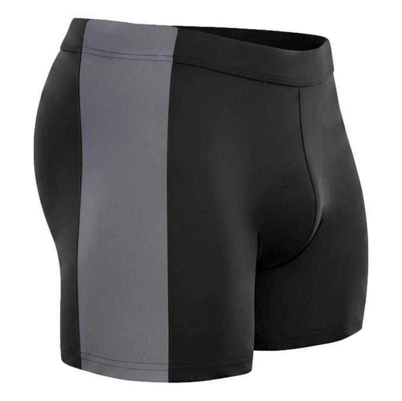 Pantalones cortos de culturismo, Supplex Muscle Fit - Negro, cintura elástica / Talla única/XL (entrepierna de 5,5 a 6 pulgadas, nailon/elastano) Black/Gray