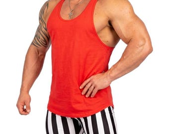 Mens Poly Rayon Bodybuilding Gym Tank Muscle Training