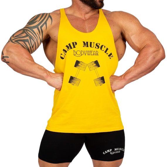Mens Stringer Tank Bodybuilding Exercise Activewear Training Gym Fitness Workout