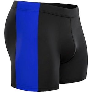 Pantalones cortos de culturismo, Supplex Muscle Fit - Negro, cintura elástica / Talla única/XL (entrepierna de 5,5 a 6 pulgadas, nailon/elastano) Black/Royal