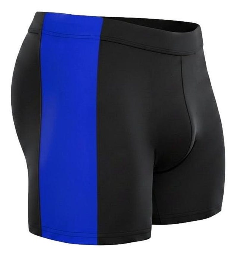 Pantalones cortos de culturismo, Supplex Muscle Fit - Negro, cintura elástica / Talla única/XL (entrepierna de 5,5 a 6 pulgadas, nailon/elastano) Black/Royal