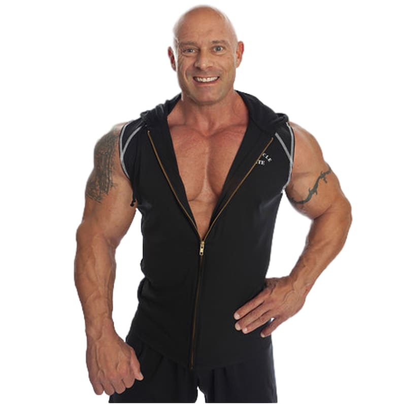 Sudadera con capucha sin mangas para culturismo, para hombre, ideal para hacer ejercicio en el gimnasio o en el gimnasio. imagen 2