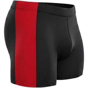 Pantalones cortos de culturismo, Supplex Muscle Fit - Negro, cintura elástica / Talla única/XL (entrepierna de 5,5 a 6 pulgadas, nailon/elastano) Black/Red