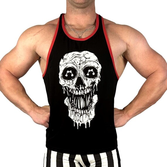 T-shirt Con Teschio Canotta Da Uomo Senza Maniche Muscle Tee - Foto 11