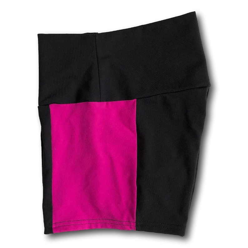 Womens Fold Over Compression Shorts Gym Training Fuchsia
