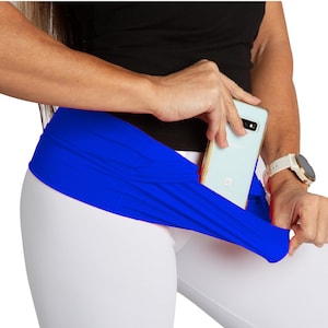 Gym Buddy Women&#39;s Admiral Blue Pocket Waist Belt Fanny Pack Yoga Workout Fitness Training Activewear