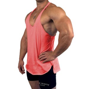Coral Extreme Stringer-tanktop heren bodybuilding Oefening Training Activewear Spier