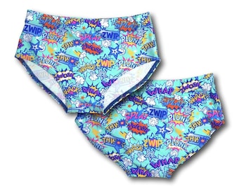 Mens Classic Physique Style Swim Briefs Trunks - Super Hero