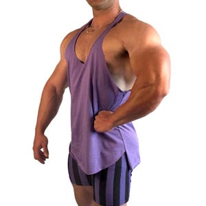Men’s Purple Extreme Bodybuilding Stringer Exercise Training Muscle