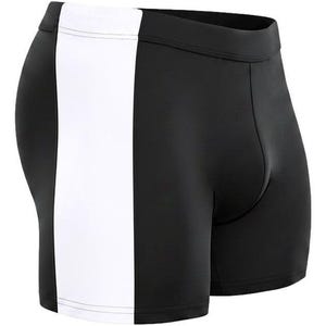 Pantalones cortos de culturismo, Supplex Muscle Fit - Negro, cintura elástica / Talla única/XL (entrepierna de 5,5 a 6 pulgadas, nailon/elastano) Black/White