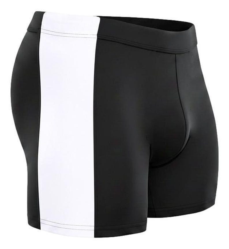 Pantalones cortos de culturismo, Supplex Muscle Fit - Negro, cintura elástica / Talla única/XL (entrepierna de 5,5 a 6 pulgadas, nailon/elastano) Black/White