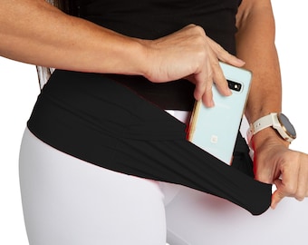 Gym Buddy Women's Black Pocket Waist Belt Fanny Pack Yoga Workout Fitness Training Activewear