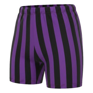 Mens 1-inch Retro Stripe Spandex Bodybuilding Gym Shorts Black/Purple
