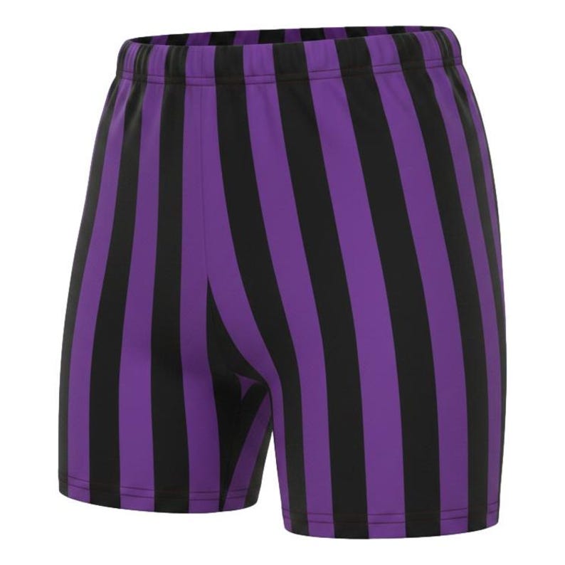 Mens 1-inch Retro Stripe Spandex Bodybuilding Gym Shorts Black/Purple