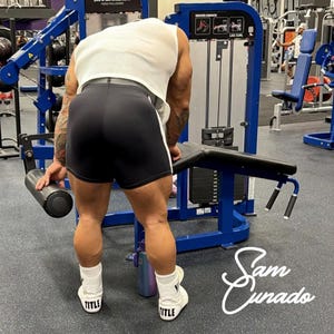 Pantalones cortos de culturismo, Supplex Muscle Fit - Negro, cintura elástica / Talla única/XL (entrepierna de 5,5 a 6 pulgadas, nailon/elastano) imagen 9