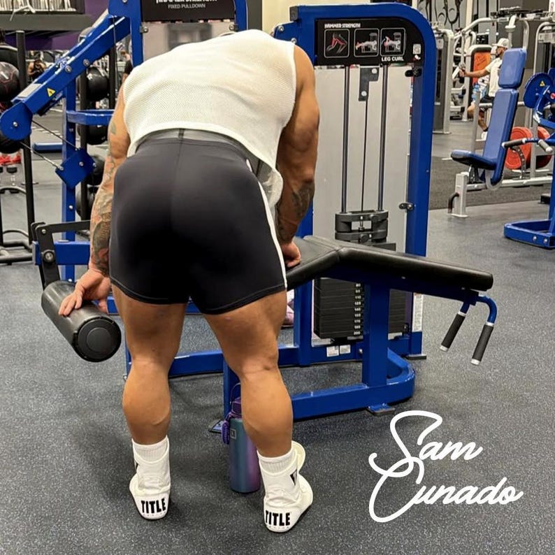 Pantalones cortos de culturismo, Supplex Muscle Fit - Negro, cintura elástica / Talla única/XL (entrepierna de 5,5 a 6 pulgadas, nailon/elastano) imagen 9